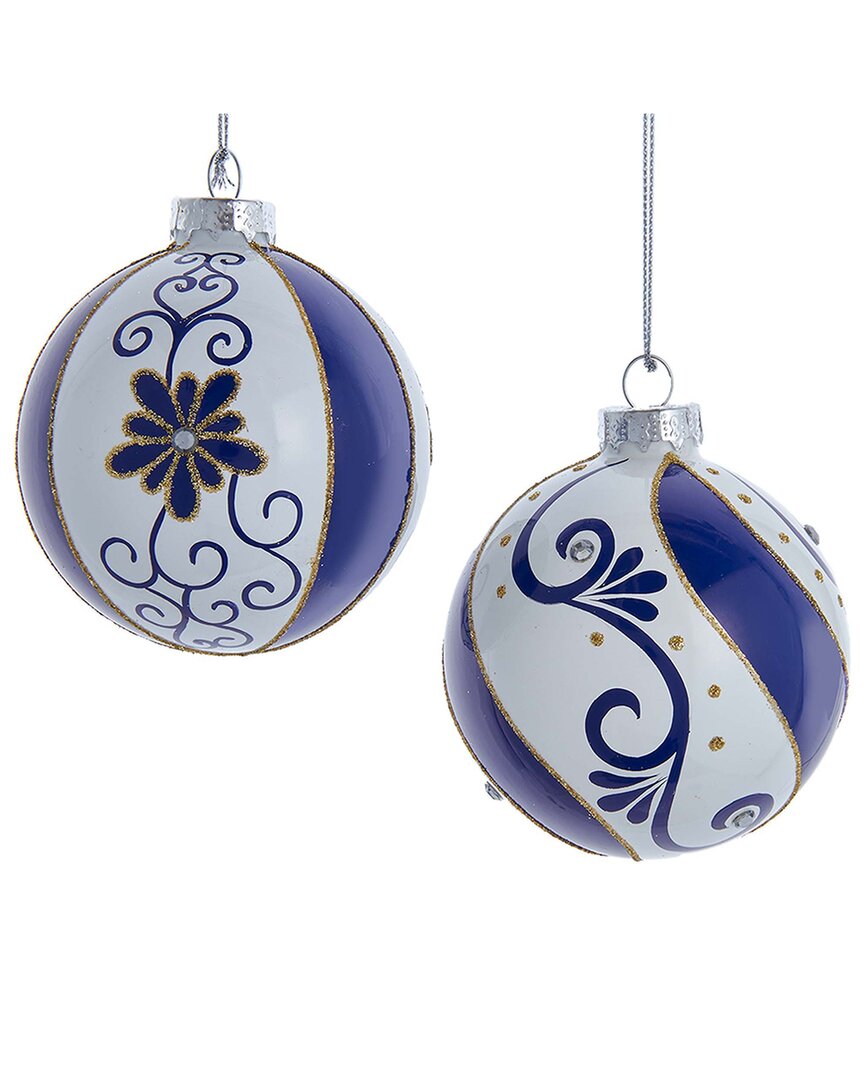 Kurt Adler Ornament Set In Blue