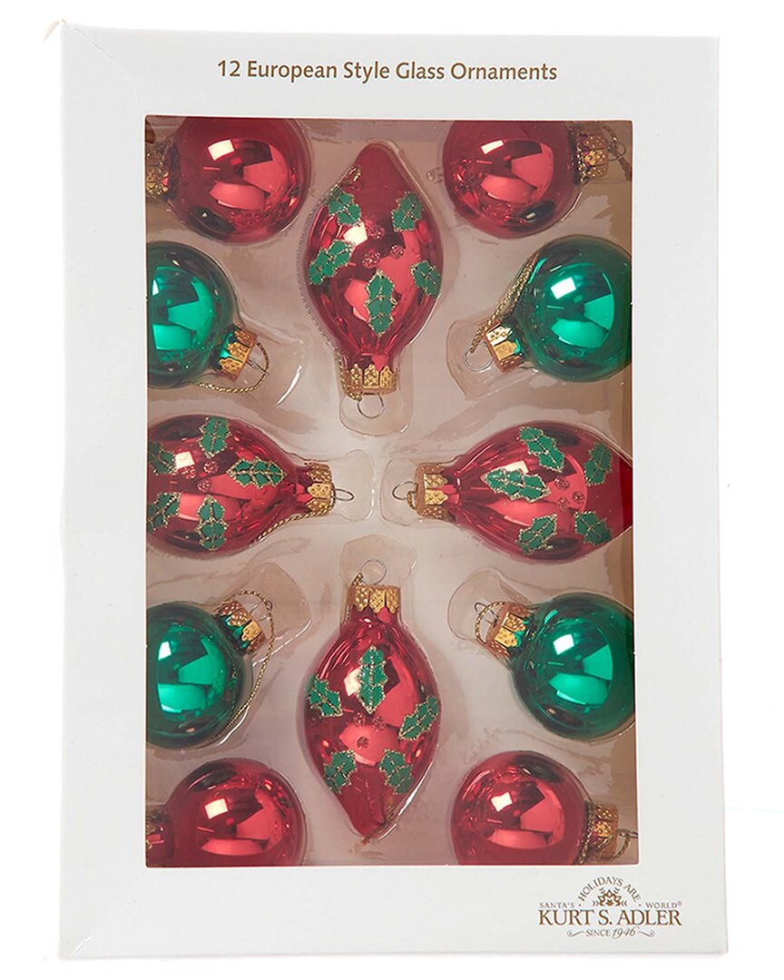 Kurt Adler Ornament Set In Red
