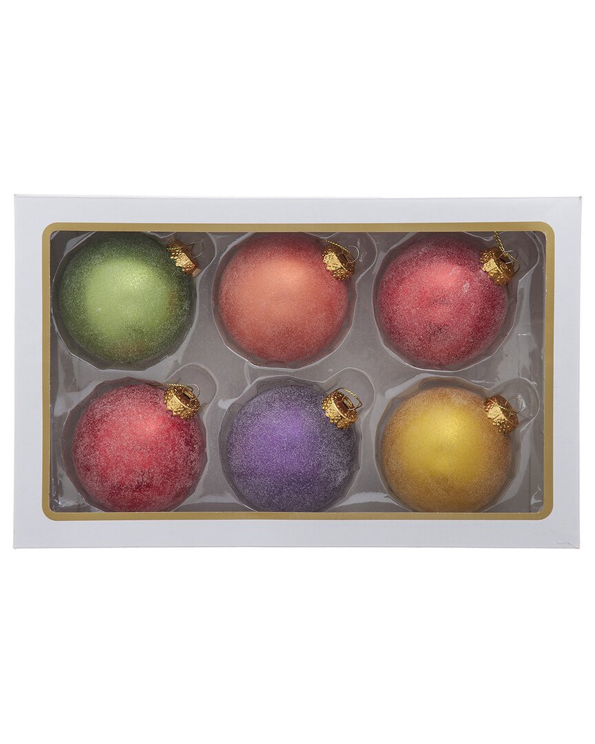Kurt Adler Set Of 6 80mm Solid Glass Balls Ornaments