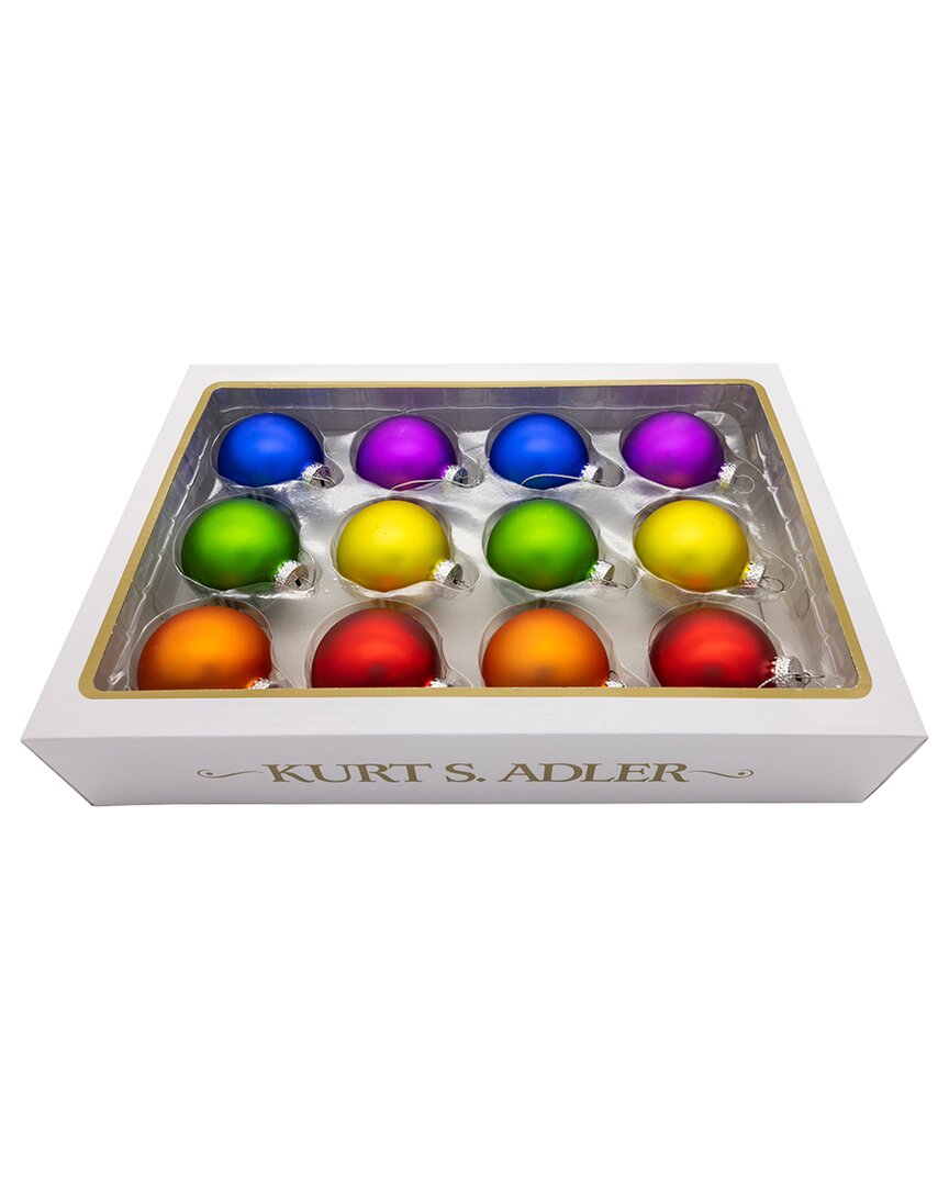 Kurt Adler 60mm Glass Rainbow Ball 12pc Ornament Set