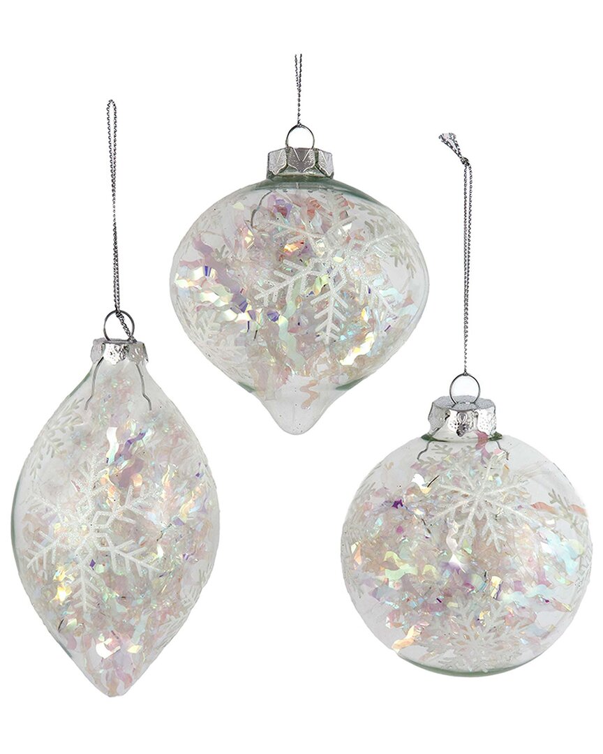 Kurt Adler Ornament Set In White