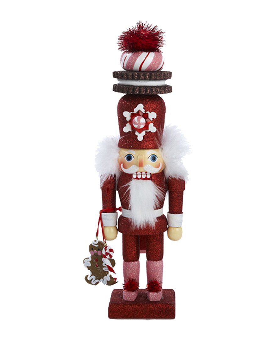 Kurt Adler 12in Red Gingerbread With Cookie Hat Nutcracker
