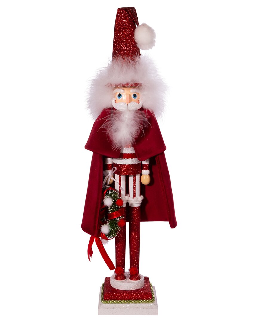 Kurt Adler 20in Hollywood Red Skinny Nutcracker With Wreath In Red