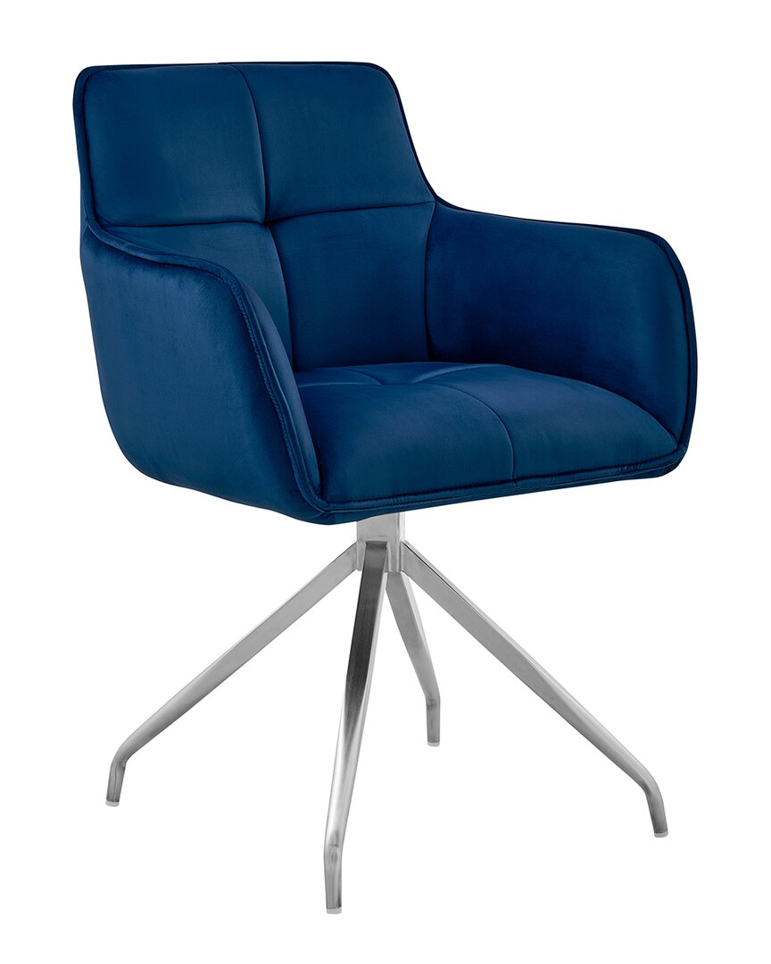 Armen Living Noah Dining Room Accent Chair In Blue