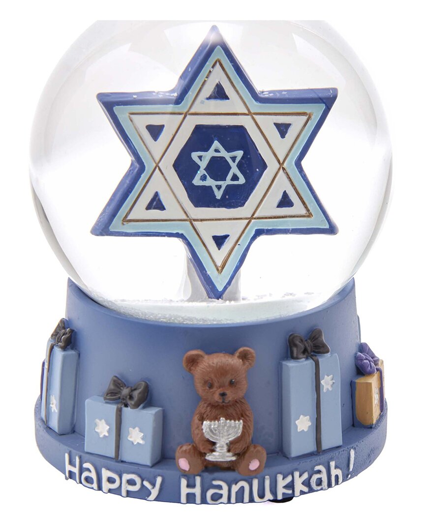 Kurt Adler 100mm Musical Hanukkah Star Of David Waterglobe In Blue