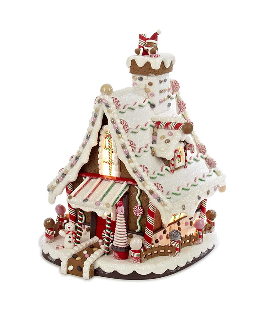 Kurt Adler 12in Lit Gingerbread House With Cord Tablepiece