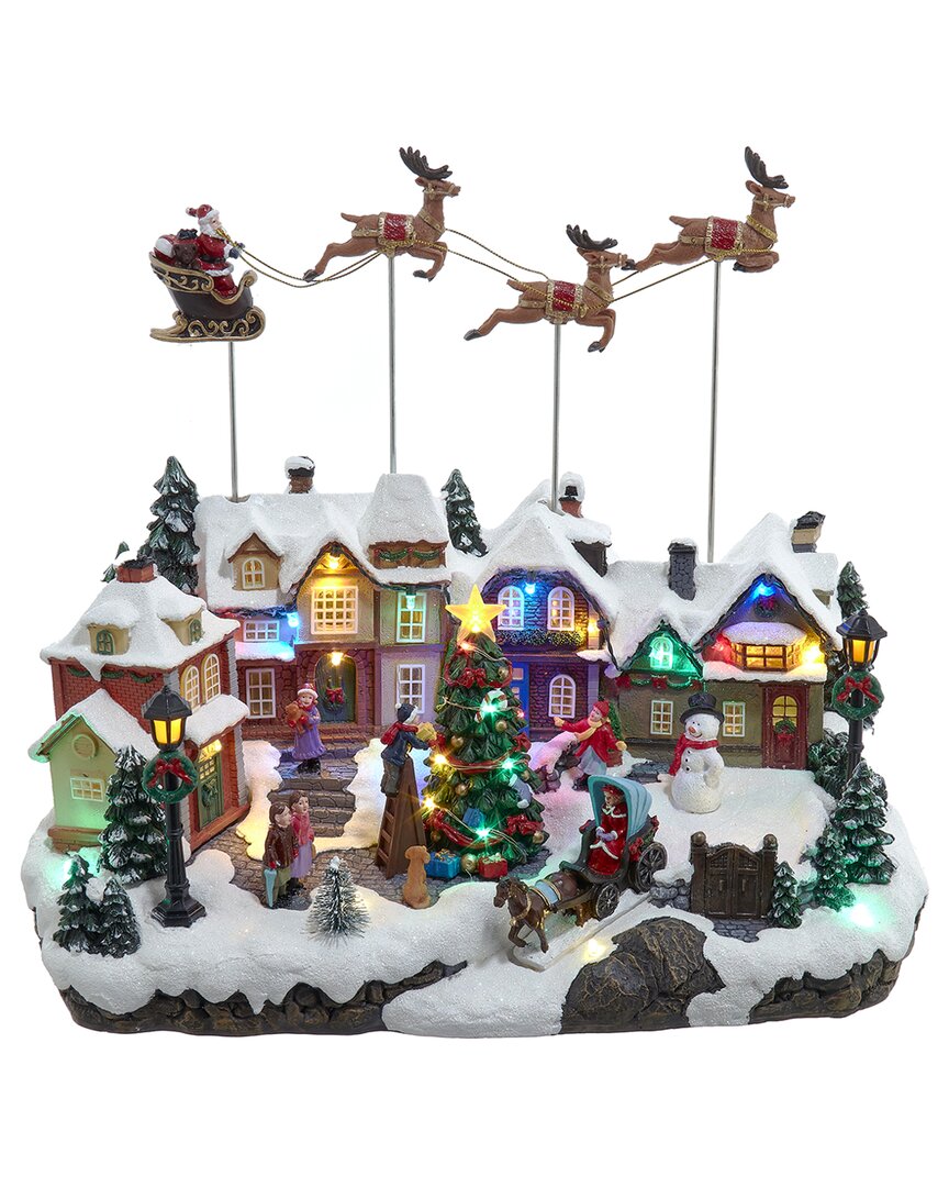 Kurt Adler 11.8in Multicolored Led Lighted Musical Santa & Sleigh Tablepiece