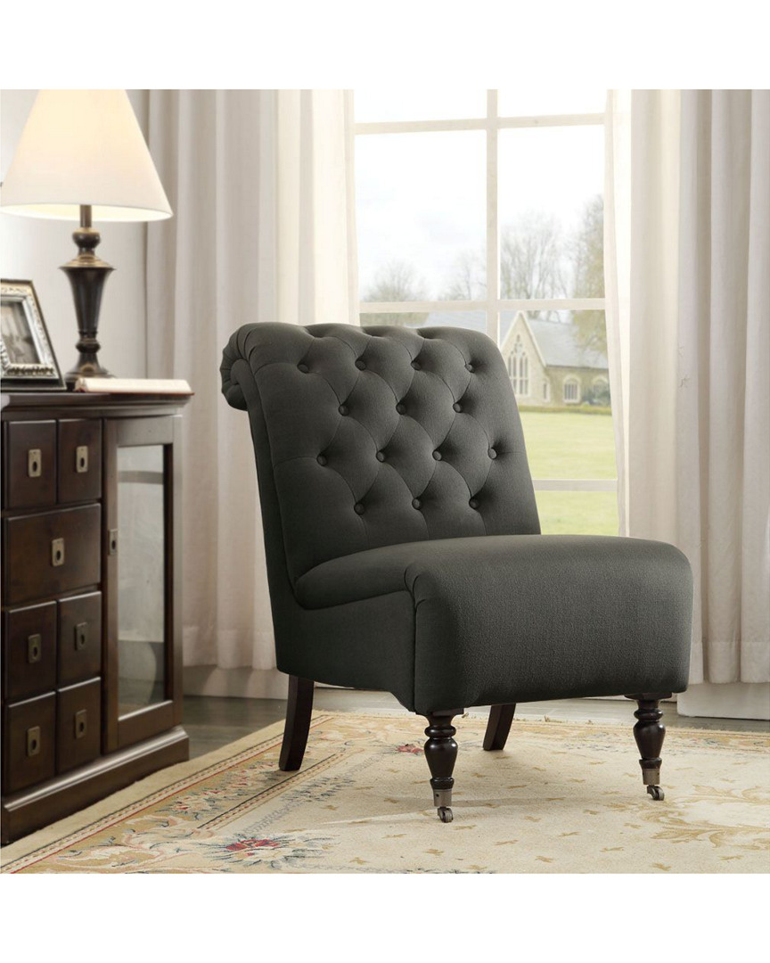 Linon Furniture Linon Kyra Charcoal Roll Back Chair