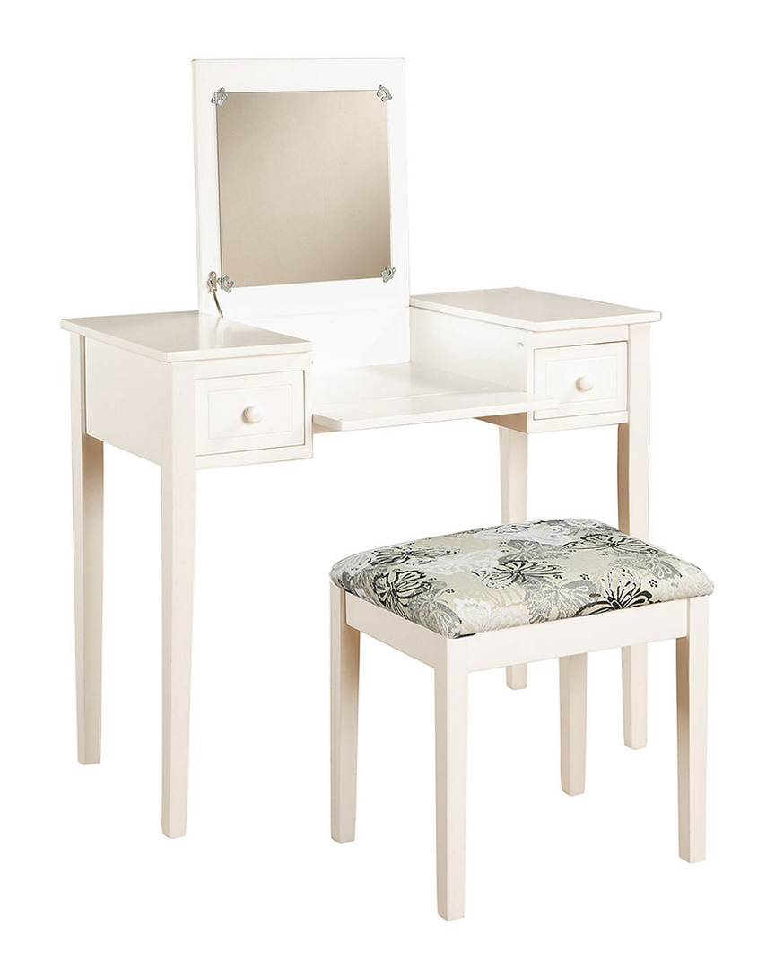 Linon Furniture Linon White Butterfly Vanity And Stool