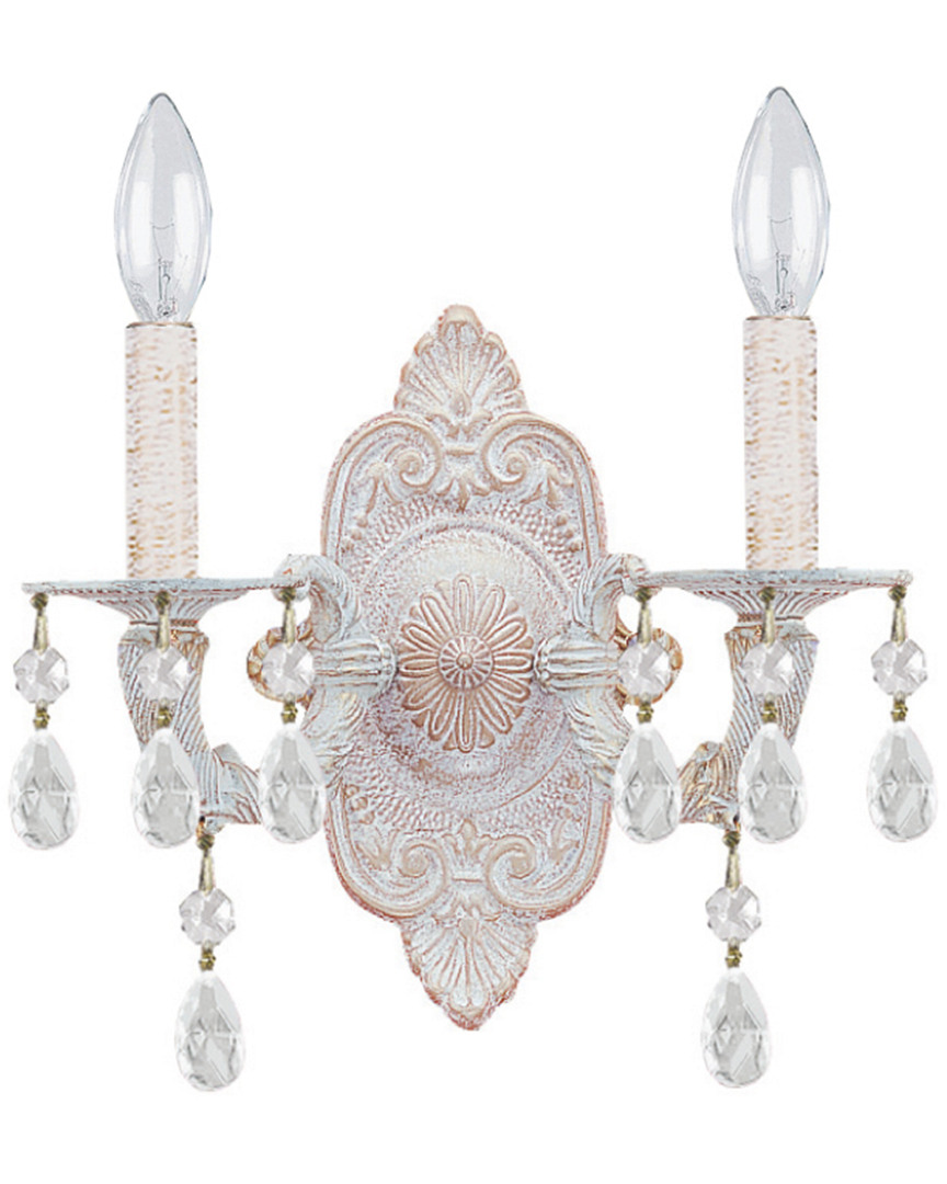 Crystorama Paris Market 2-light Clear Crystal White Sconce