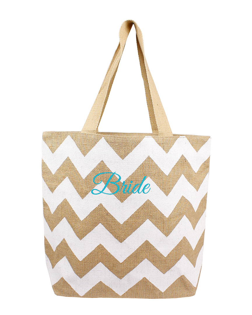 Image of Cathy's Concepts Bride Chevron Natural Jute Tote Bag