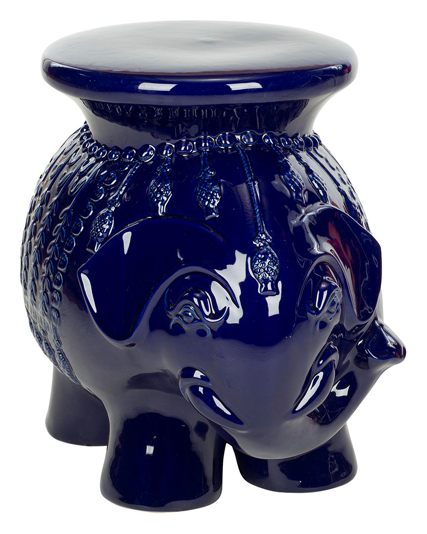 Safavieh Navy Glazed Ceramic Elephant Stool