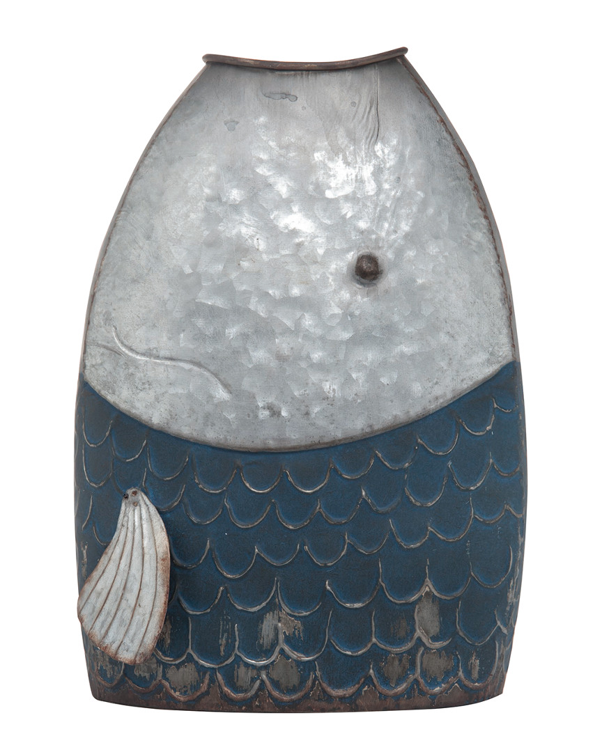 Transpac Metal Large Blue Spring Fish Canister