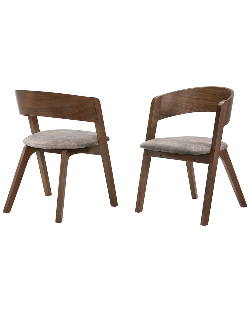 Shop Armen Living Discontinued  Jackie Mid-century Upholstered Dining Chairs, Set Of 2 In Brown