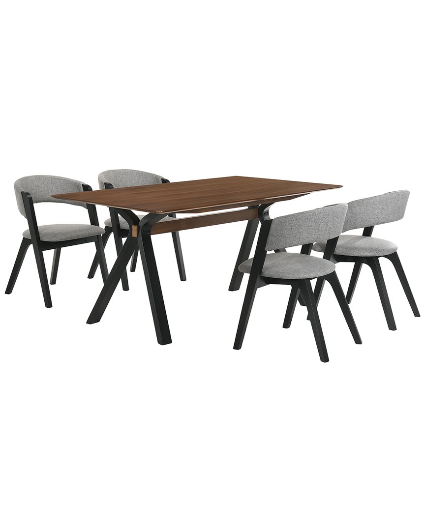 Armen Living Laredo And Rowan 5pc Rectangular Dining Set In Gray