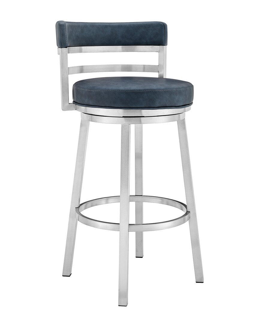 Armen Living Madrid Contemporary 26in Counter Height Barstool In Blue