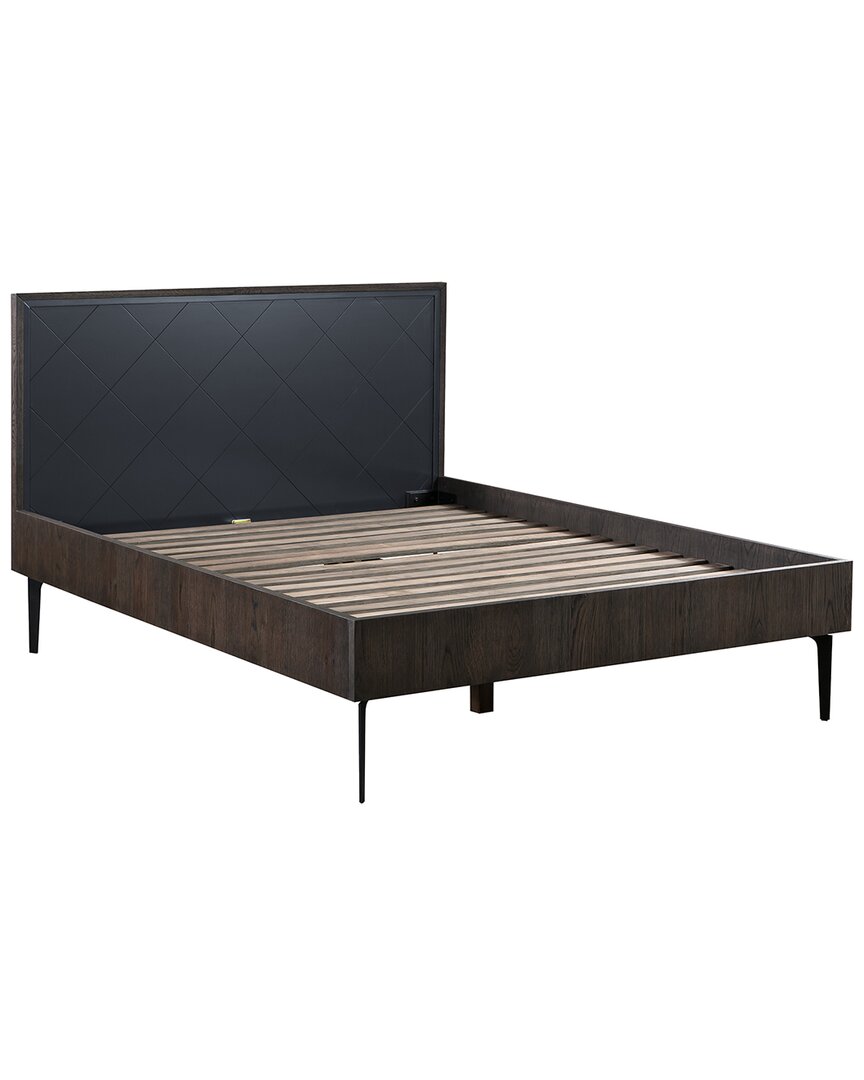 Shop Armen Living Discontinued  Cross Solid Oak And Metal King Or Queen Platform Bed Frame
