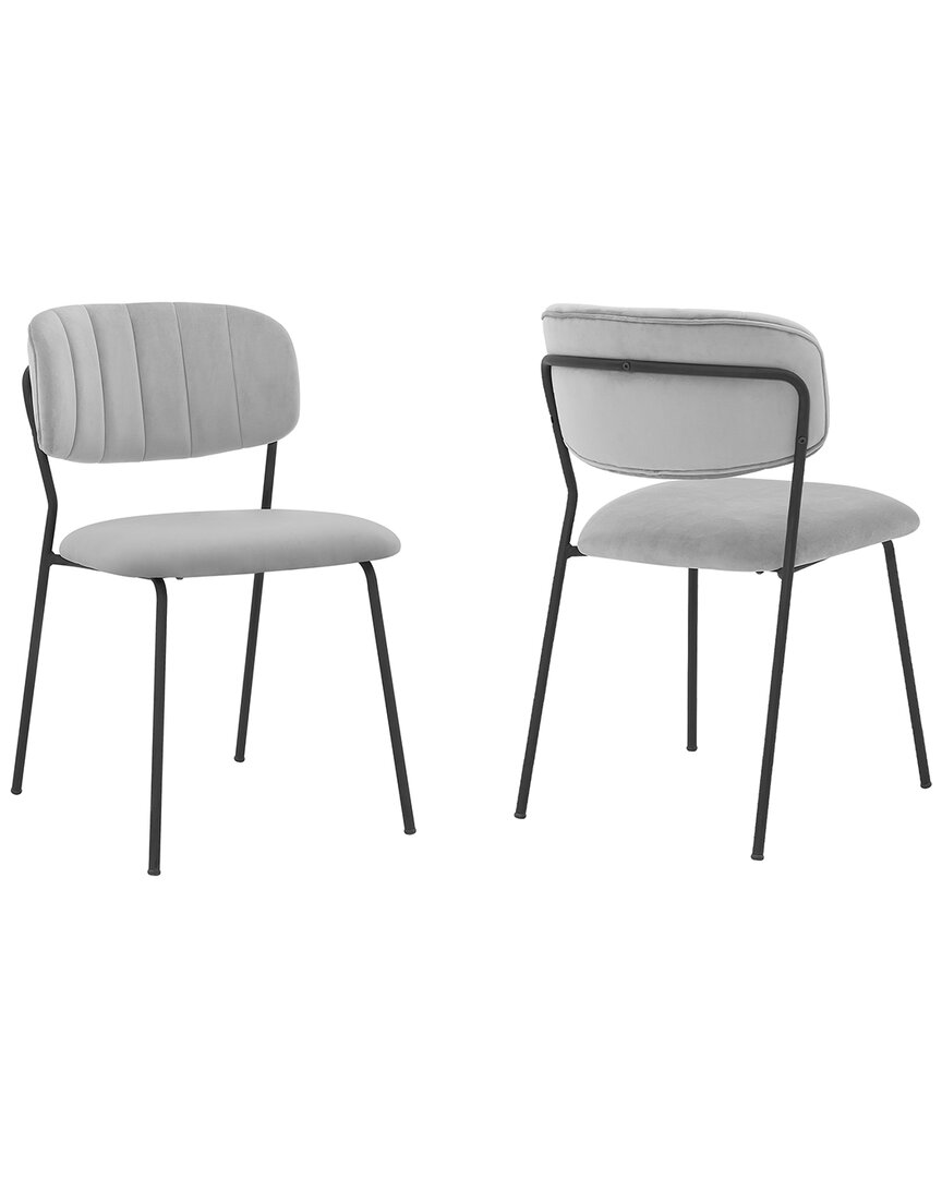 Armen Living Carlo Velvet And Metal Dining Chairs In Gray