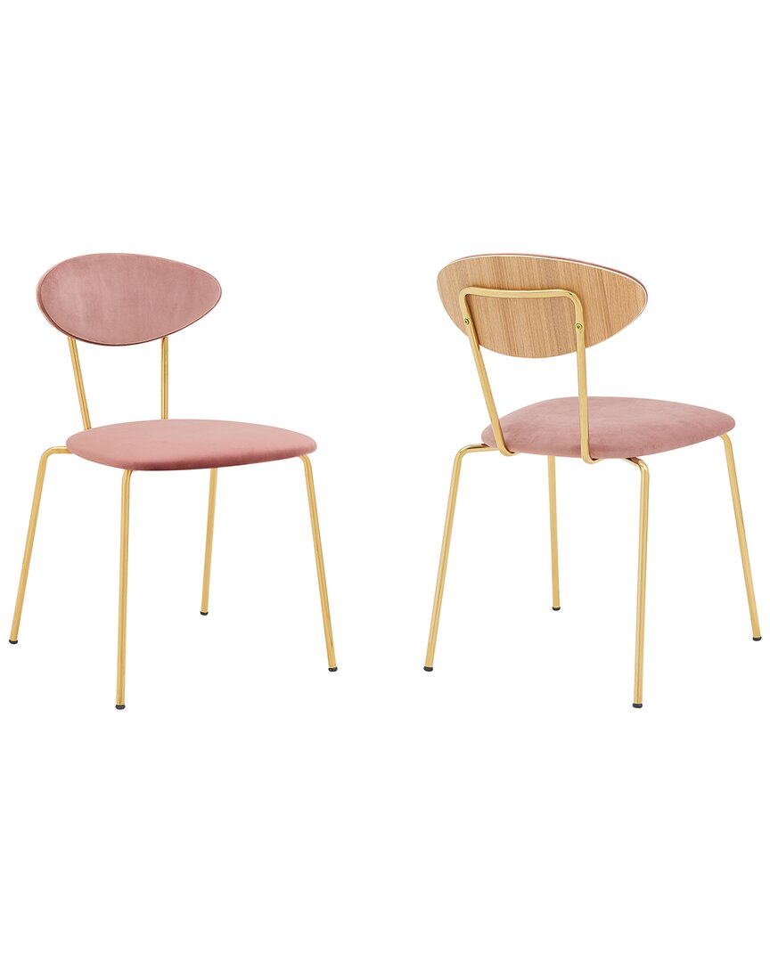 Armen Living Set Of 2 Neo Modern Velvet Dining Chairs In Rose