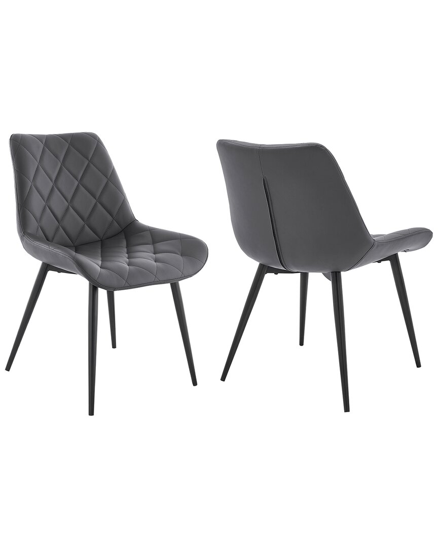 Armen Living Loralie Metal Dining Chairs, Set Of 2 In Gray