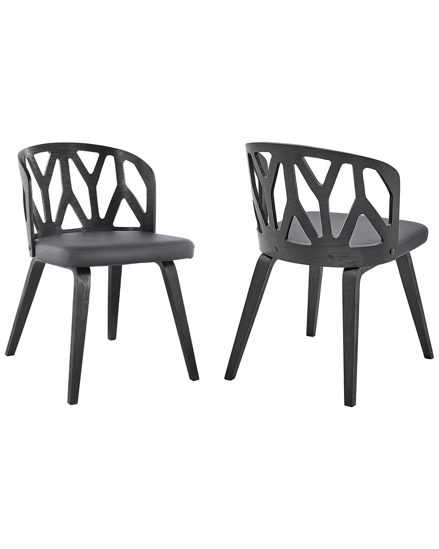 Armen Living Nia Wood Dining Chairs, Set Of 2 In Gray