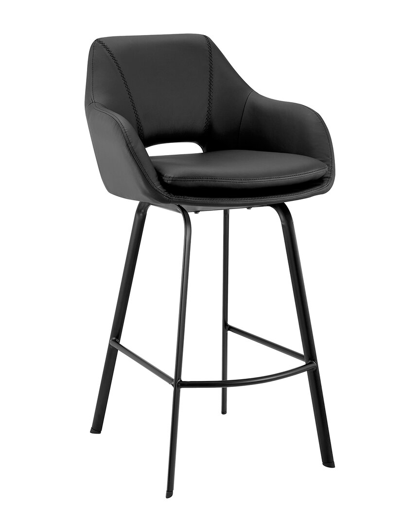 Armen Living Aura Metal Swivel 26in Counter Stool In Black