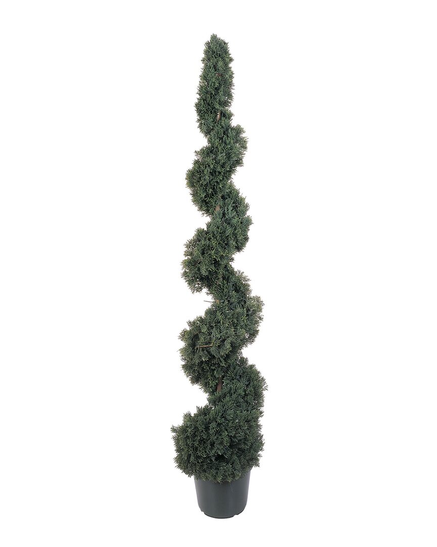 Nearly Natural 5ft Cedar Spiral Silk Tree In Green