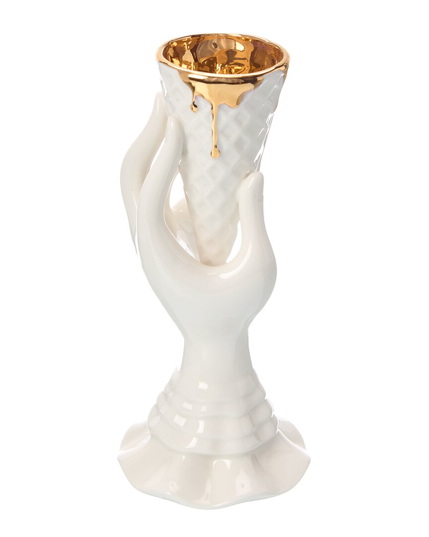 Jonathan Adler Gilded I-scream Vase In White