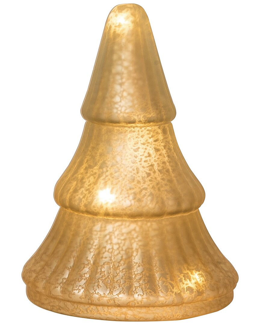 Transpac Glass 7.5in Christmas Light Up Metallic Tree Decor In Gold