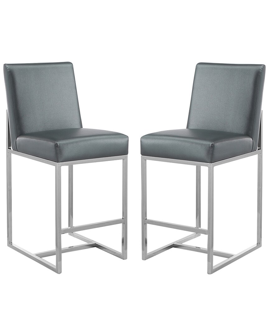 Manhattan Comfort Element 24 Faux Leather Counter Stool In Graphite