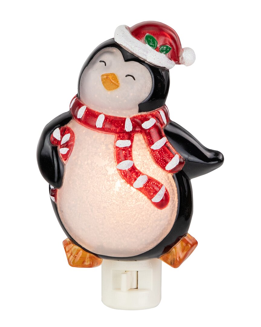 Northlight 6in Black & Red Happy Penguin In Santa Hat Christmas Night Light In Black