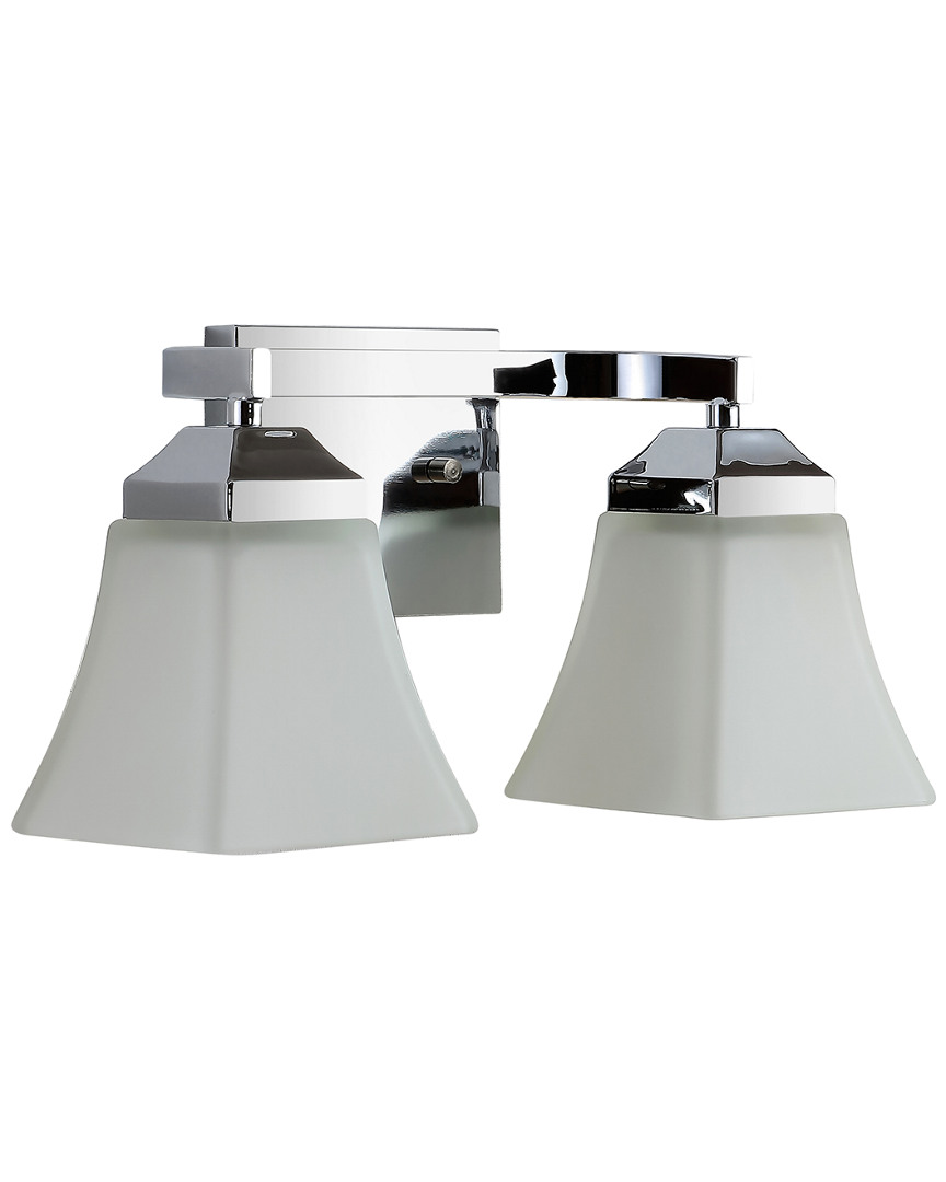 Jonathan Y Staunton 15in 2-light Iron/glass Modern Cottage Led Vanity Light In Metallic