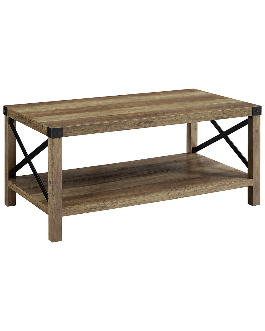 Hewson 40in Farmhouse Industrial Wood Coffee Table ModeSens