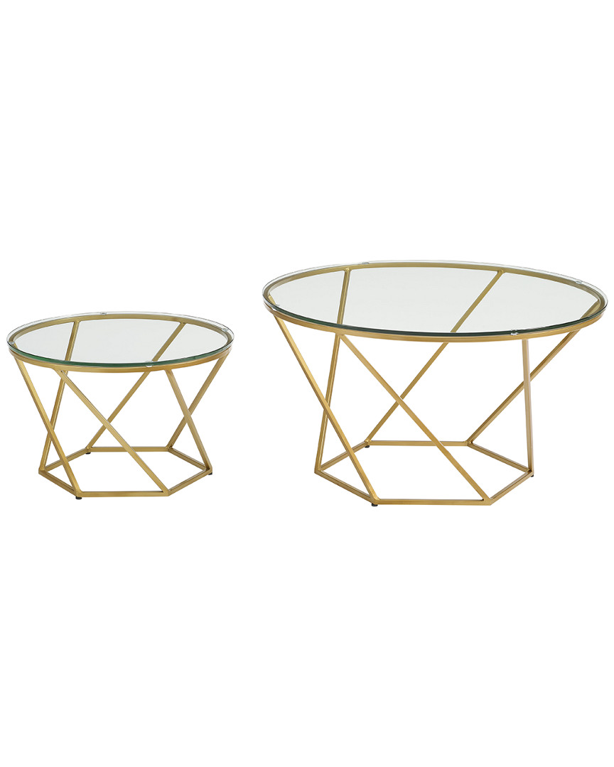 Hewson Geometric Glass Nesting Coffee Table Set