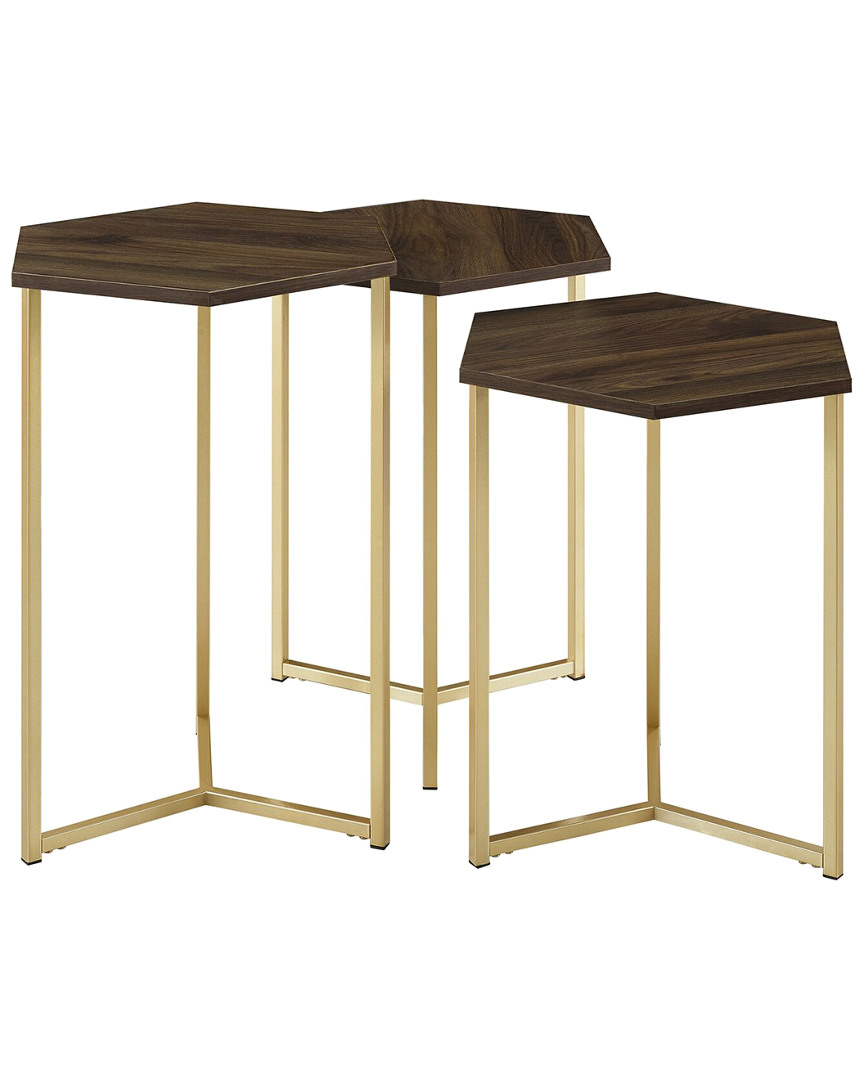 Hewson Set Of 3 Glam Nesting Side End Tables