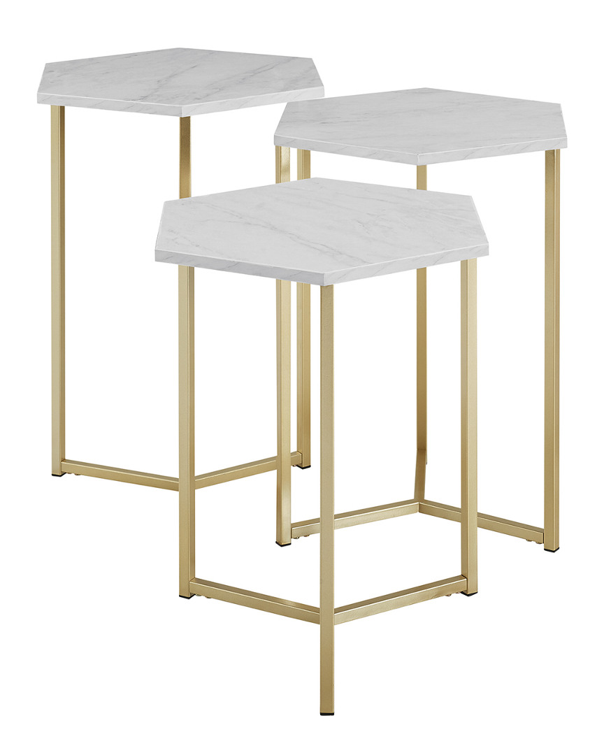 Hewson Set Of 3 Glam Nesting Side End Tables