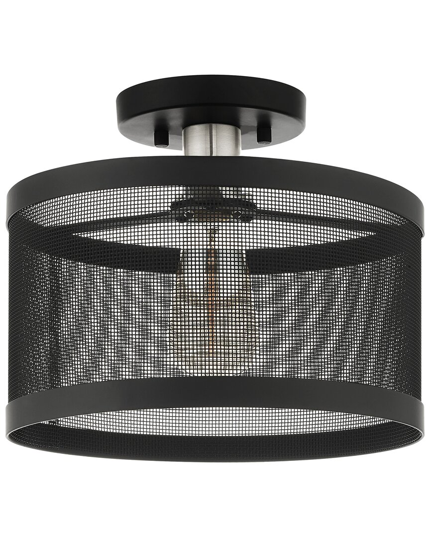 Livex Lighting 1-light Black With Brushed Nickel Accents Semi Flush Pendant