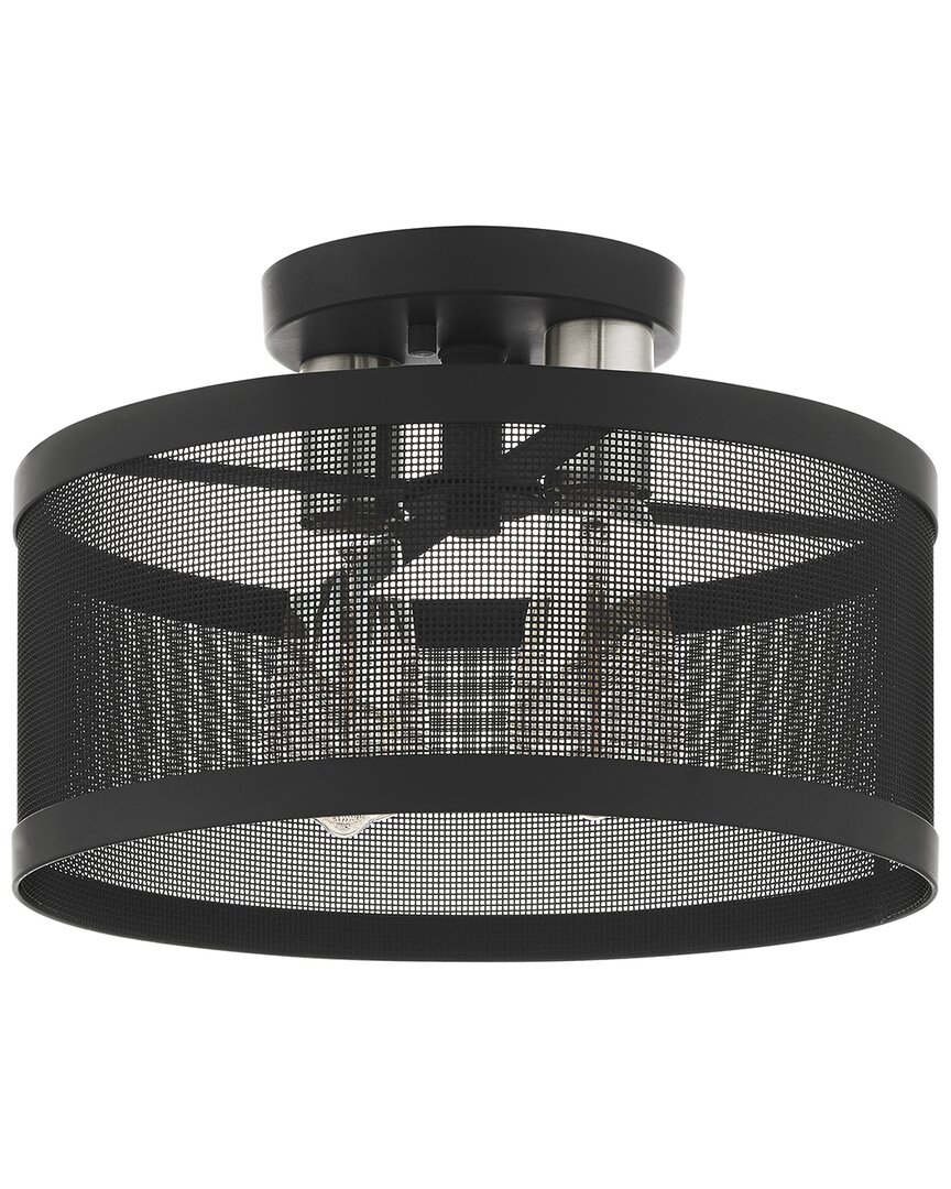 Livex Lighting 2-light Black With Brushed Nickel Accents Semi Flush Pendant