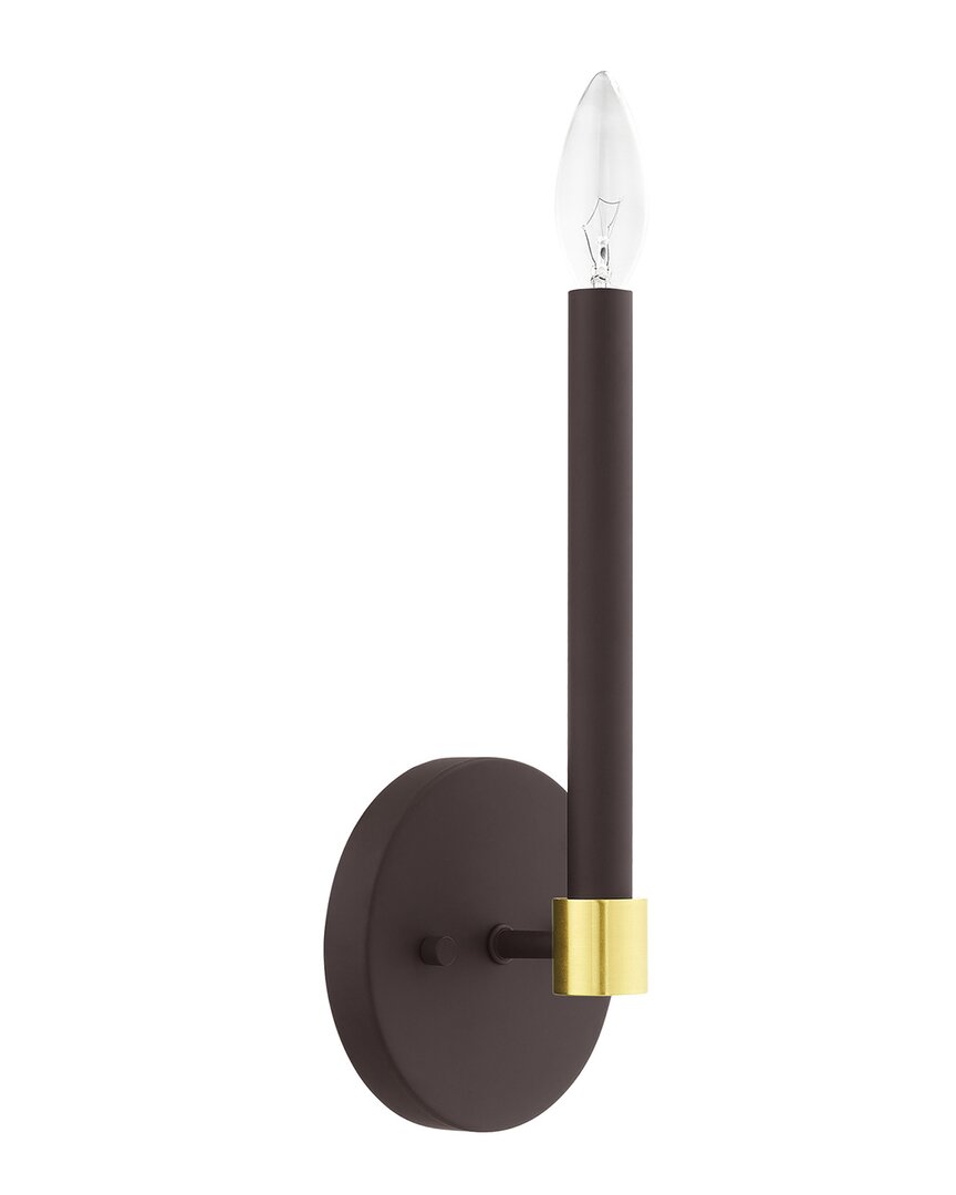 Livex Lighting 1-light Bronze With Satin Brass Accents Sconce In Bronze