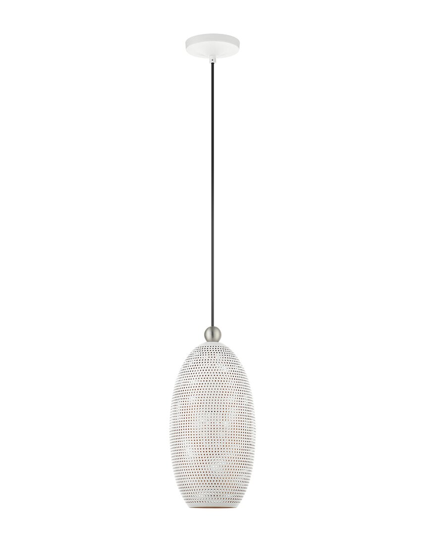 Livex Lighting 1-light White With Brushed Nickel Accents Pendant