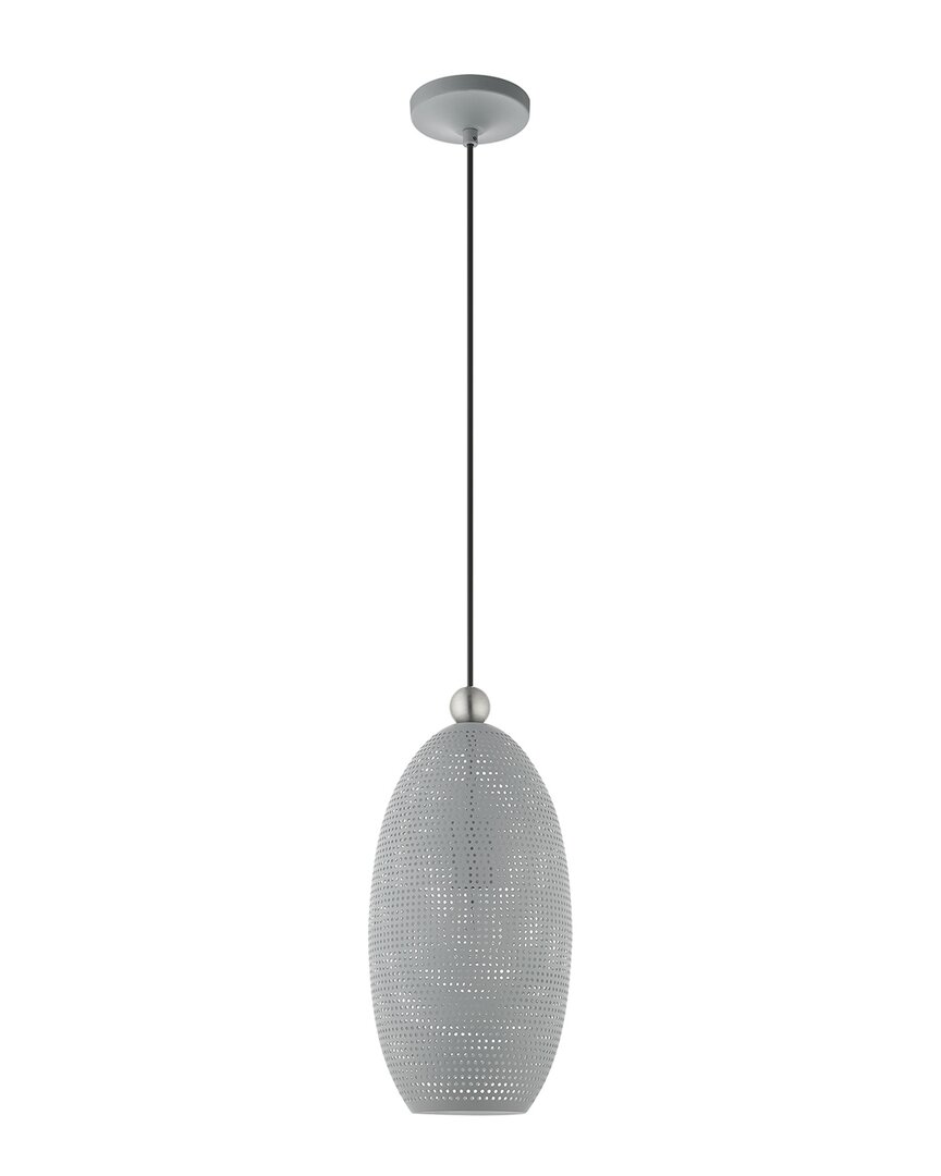 Livex Lighting 1-light Nordic Gray With Brushed Nickel Accents Pendant In Grey