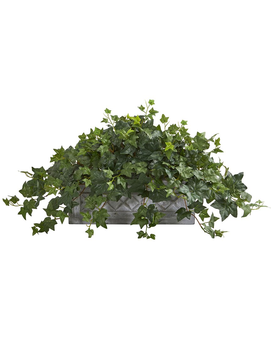 Nearly Natural Puff Ivy Artificial Plant In Stone Planter In Red