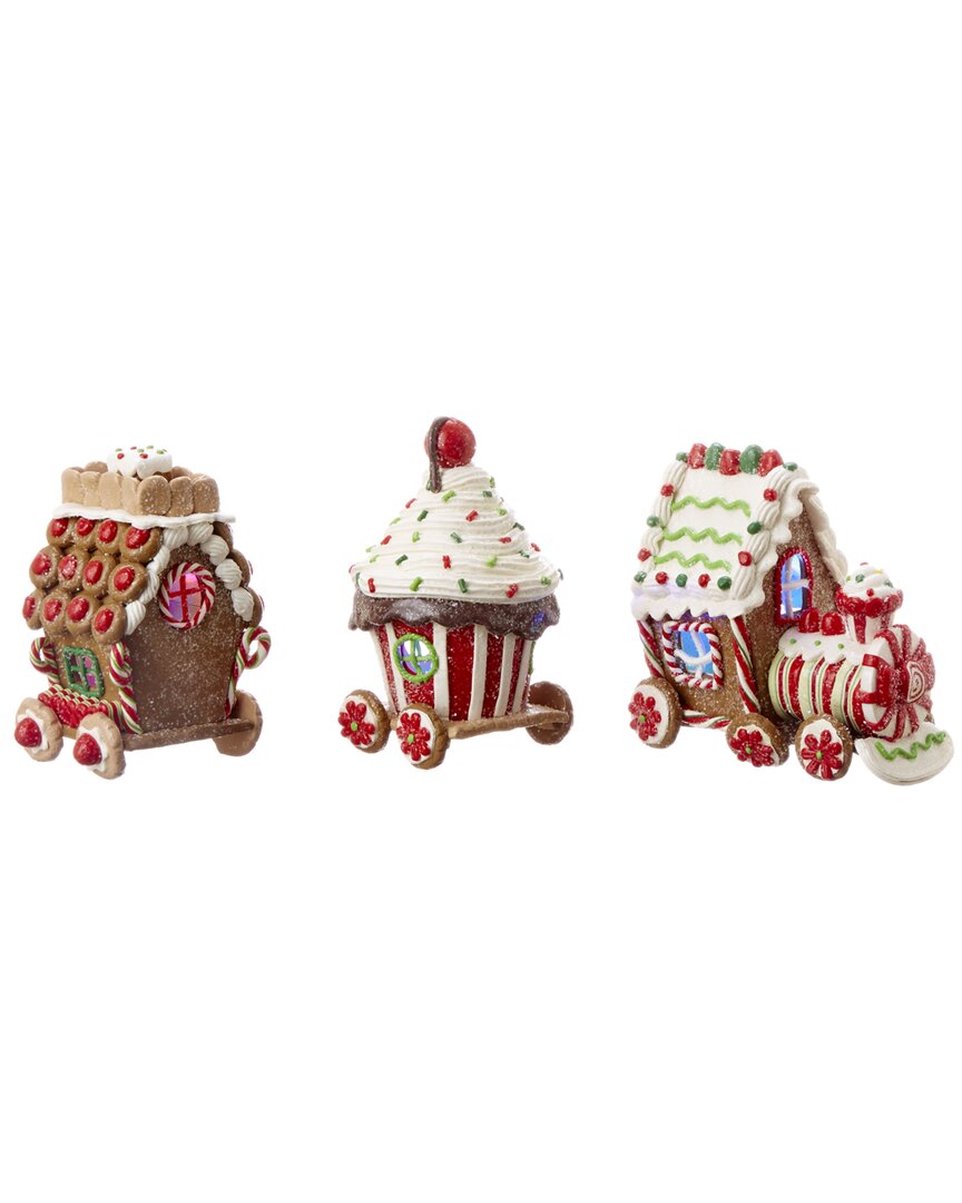 Kurt Adler Claydough Set Of Three 3d Led Trains
