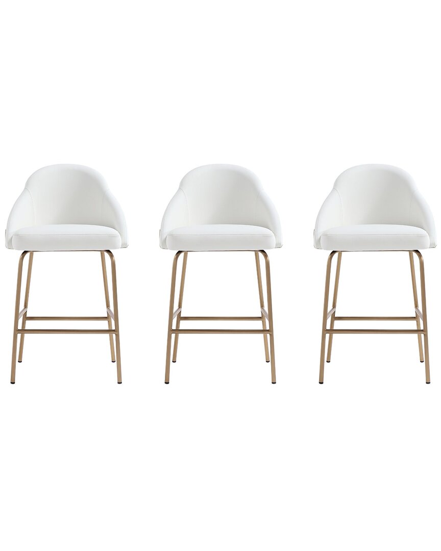 Manhattan Comfort Set Of 3 Gracie Modern Leatherette Barstools With Steel Legs
