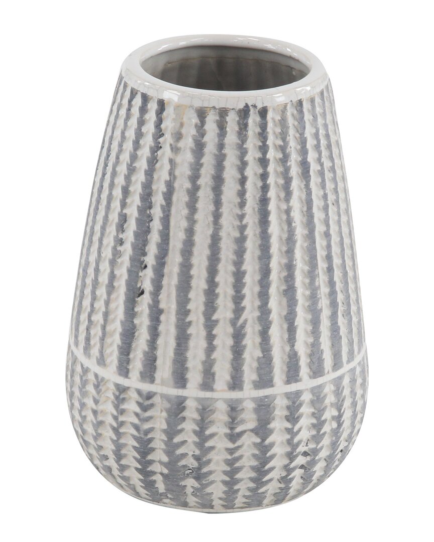 Peyton Lane White Ceramic Vase With Stripes