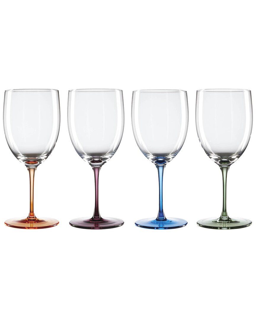Oneida Bottoms Up Color Bottom Wine Glasses, Set Of 4