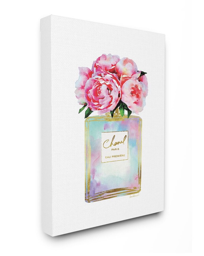 Stupell Pink Gold Flower Perfume Glam Fashion Design Wall Art