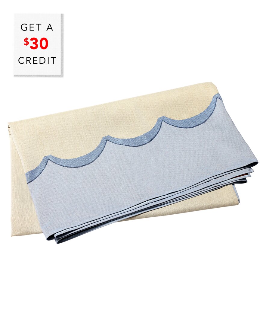 Vietri Tavola Blue Scalloped Tablecloth With $30 Credit