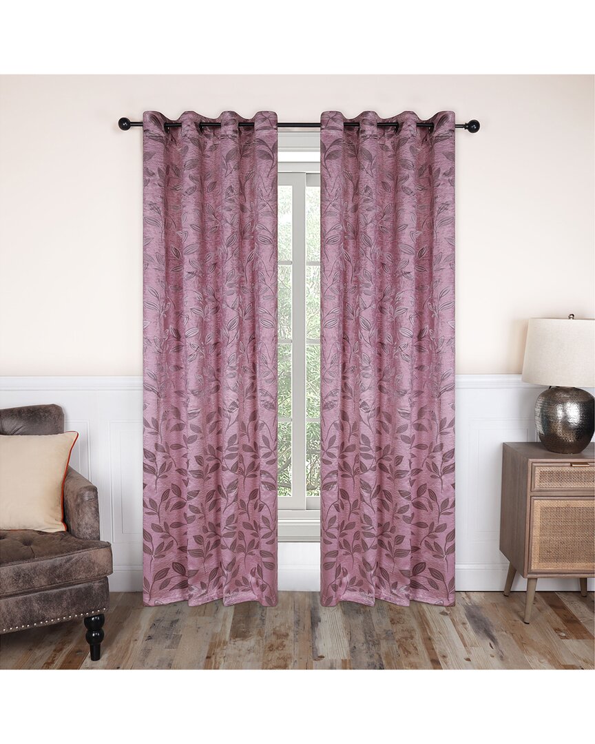 Superior 52x96 Leaves Modern Bohemian Blackout 2pc Curtain Panel Set In Pink