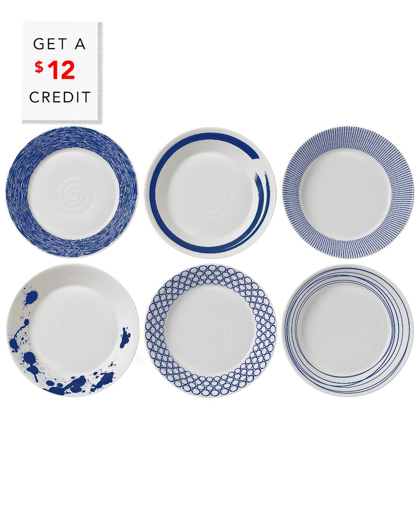 Royal Doulton Pacific Lines Porcelain Pasta Bowls Set Of Six In Multi